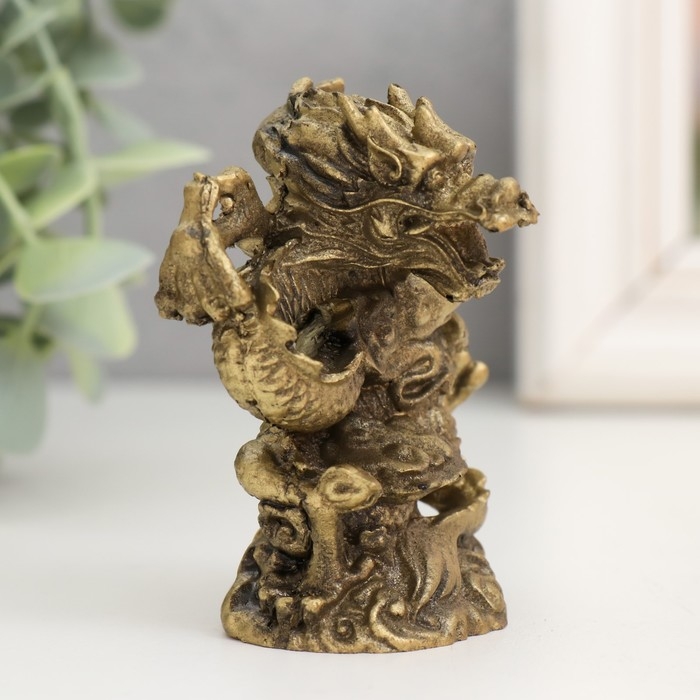 Нэцкэ полистоун под бронзу  Нэцкэ полистоун под бронзу "Дракон. Активация" 3,5х6х8 см