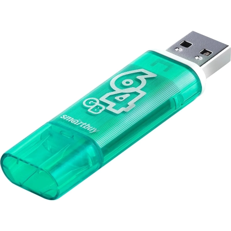 Флеш-память Smartbuy Glossy, 64Gb, USB 2.0, зел, SB64GBGS-G