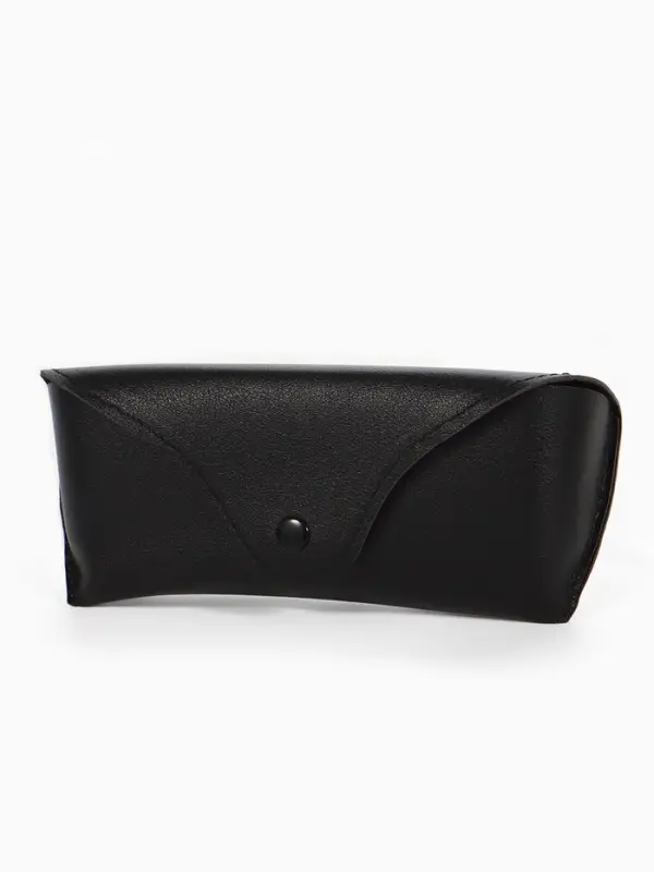 Футляр для очков на кнопке, однотонный, размер 16&times;3.5&times;6.5 см, чёрный