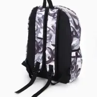 Рюкзак школьный на молнии, с карманами, с принтом, размер 30&times;13&times;42 см, серый