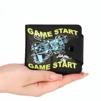 Кошелёк детский маленький Game, 2 отделения, на кнопке, 11&times;1&times;9.5 см, чёрный