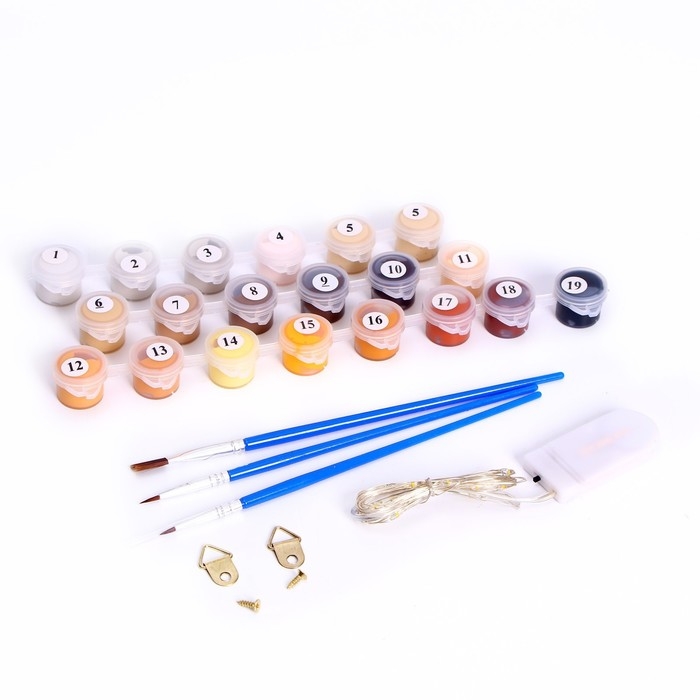 Картина по номерам на раме, с гирляндой &laquo;Кофе&raquo;, 30х40 см