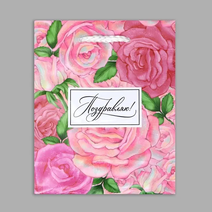 Пакет подарочный ламинированный, упаковка, «Поздравляю», S 12 х 15 х 5.5 см