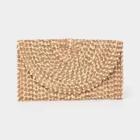 Сумка клатч плетёная из пальмового листа, 28&times;16&times;2 см, золотистая
