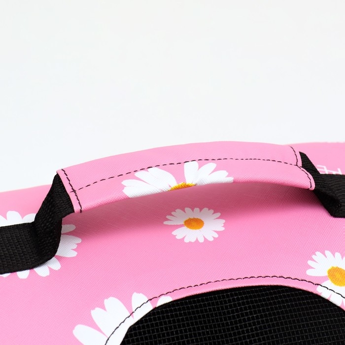 Сумка - переноска для животных  Сумка - переноска для животных "Цветы", розовая, размер S, 37,5 х 17 х 22 см