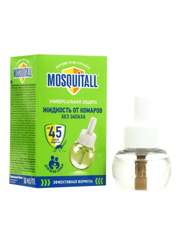 Комплект фумигатор+жидкость от комаров MOSQUITALL, универсальная защита, 45 ночей