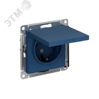 ATLASDESIGN РОЗЕТКА с заземл. со шторк. с крышкой, 16А, IP20, механизм, АКВАМАРИН