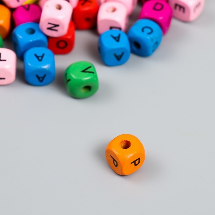 Набор деревянных бусин Набор деревянных бусин "Астра" Английский алфавит, 10х10 мм, 96 шт