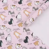 Бумага упаковочная глянцевая &laquo;Коты&raquo;, 70&times;100 см