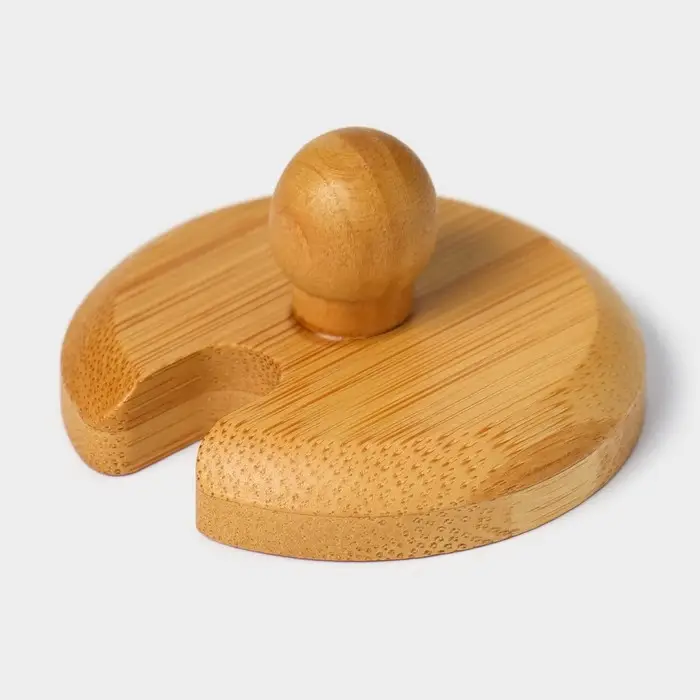 Крышка для ёмкостей Доляна, d=5.5 см, с ручкой, бамбук Крышка для ёмкостей Доляна, d=5.5 см, с ручкой, бамбук