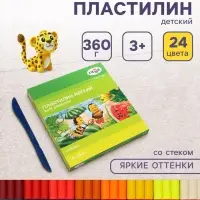 Пластилин мягкий (восковой) Гамма &laquo;Пчёлка&raquo;, 24 цветов, 360 г, со стеком, картонная коробка