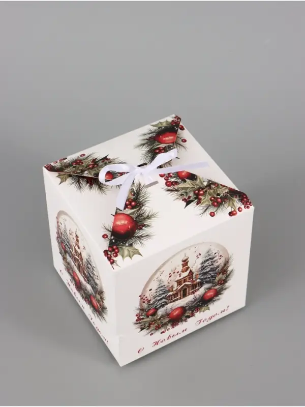 Коробка подарочная новогодняя складная &laquo;С Новым годом&raquo;, 12&times;12&times;12 см