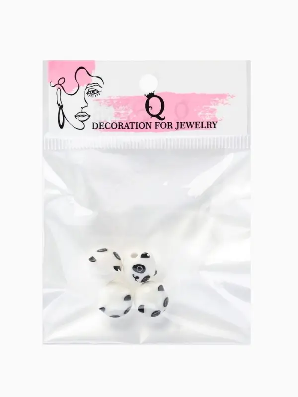 Бусина керамическая &laquo;Панда&raquo;, 1.2&times;1.2&times;1.2 см, (набор 4 шт.), бело-чёрная