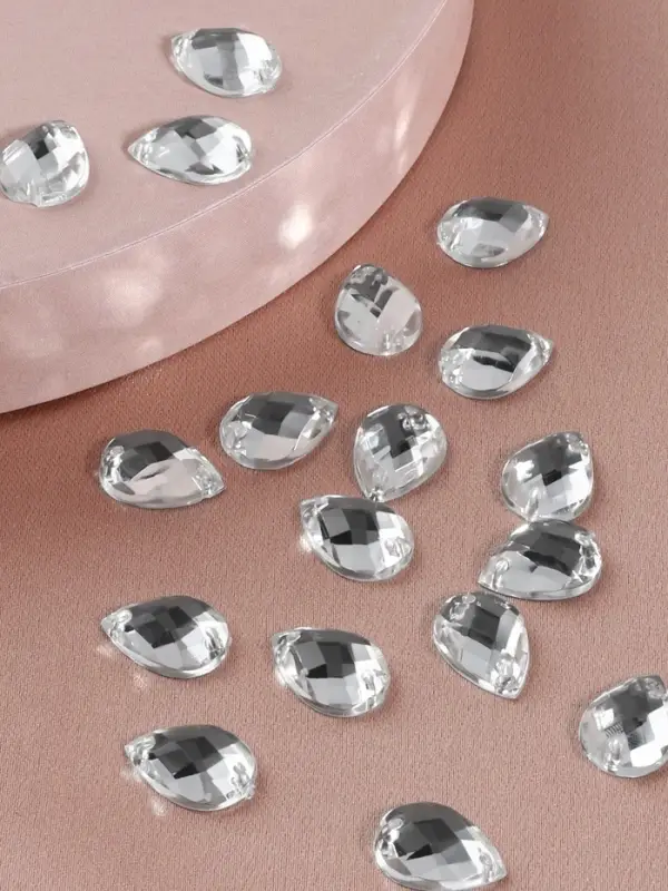 Стразы пришивные «Капля», из органического стекла, 10×14 мм, 20 шт., белые Стразы пришивные «Капля», из органического стекла, 10×14 мм, 20 шт., белые