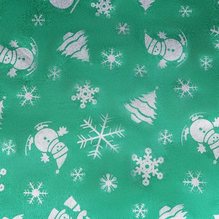 Плёнка упаковочная фольгированная "Снеговик", 70 × 50 см, зеленый