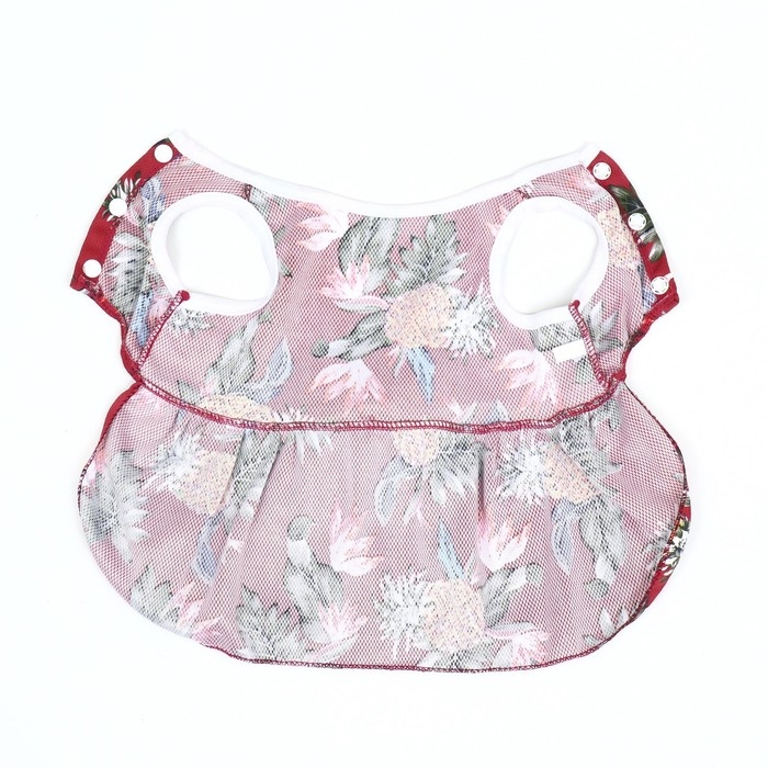 Платье для животных Тропики, S (ДС 25, ОГ 35 см), красное