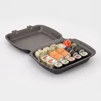 Ланч - бокс одноразовый, 24.7&times;20.6&times;3.5 см, 1 секция, полистирол, чёрный