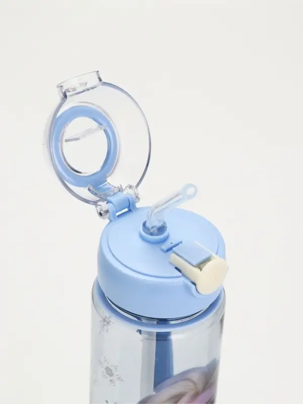 Бутылка пластиковая с трубочкой &laquo;Снежная принцесса&raquo;, 800 мл