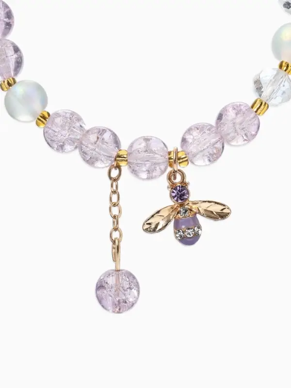 Браслет с подвесками &laquo;Сахарный. Пчёлка&raquo;, d=6 см, шар №8, фиолетовый в золоте