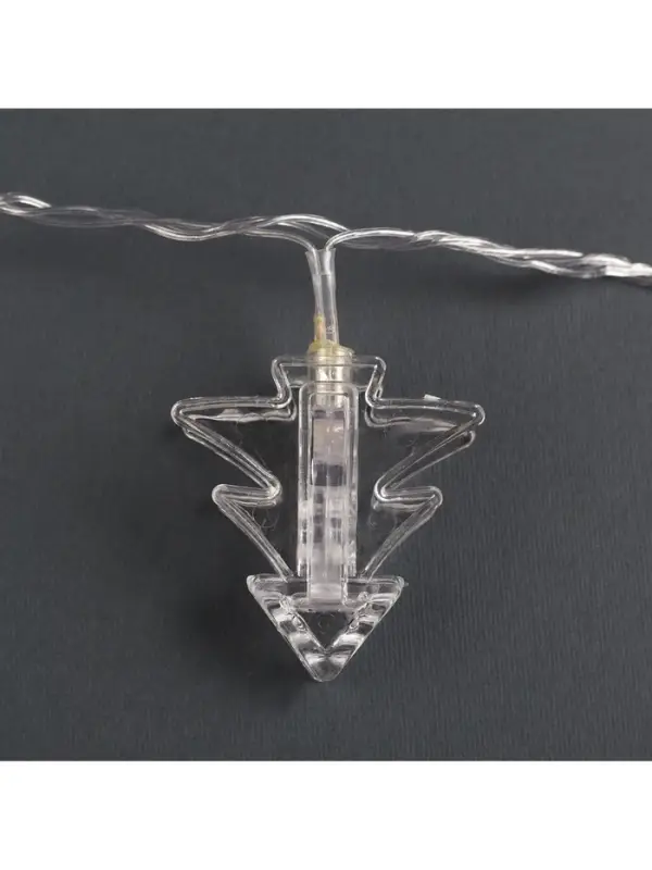 Гирлянда &laquo;Нить&raquo; 4.5 м с насадками &laquo;Прищепки-ёлочки&raquo;, IP20, прозрачная нить, 20 LED, свечение тёплое белое, 220 В