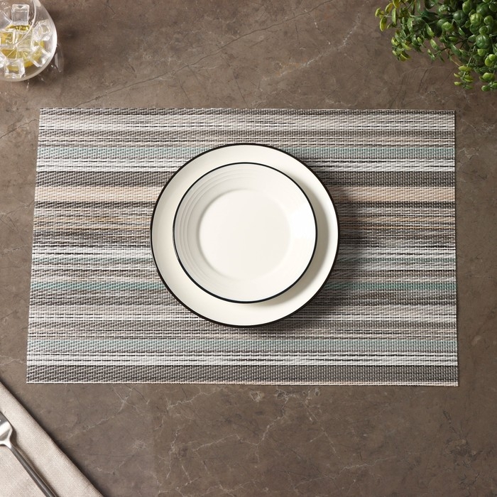 Набор салфеток сервировочных на стол Доляна «Дождь», 4 шт, 45×30 см, цвет бирюзово-белый