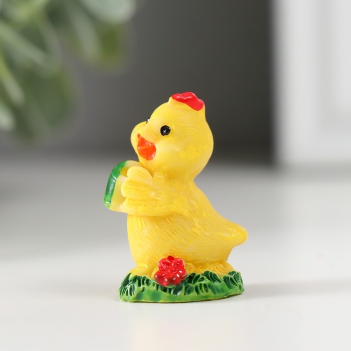 Сувенир полистоун "Цыплёнок на травке" набор 4 шт 2х2х3,2 см