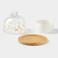 Икорница &laquo;Марбл&raquo;, 150 мл, d=8 см, с подставкой и крышкой, керамика