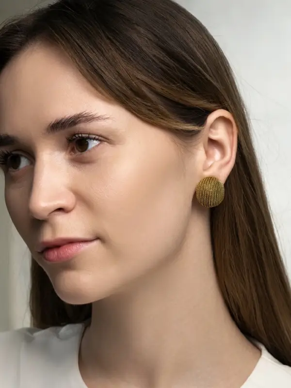 Серьги клипсы для ушей QF &laquo;Круг в рубчик&raquo;, цвет чернёное золото