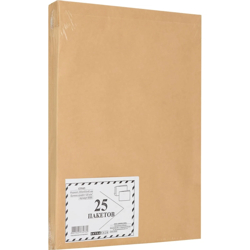 Пакет крафт E4 стрип Extrapack 300х400х40 120г 25шт/уп/6589