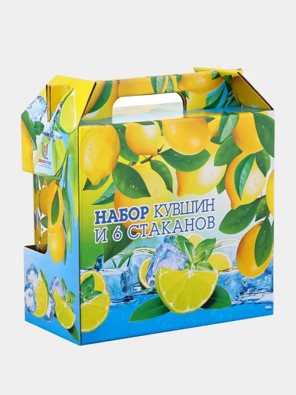 Набор питьевой &laquo;Лимон&raquo;, стеклянный, кувшин+6 стаканов, 1500/230 мл