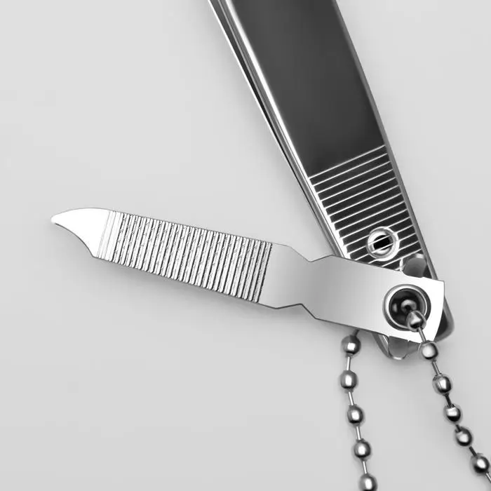 Кусачки книпсер маникюрные, с пилкой, 5.7 см, на блистере, с цепочкой, чёрные, серебристые