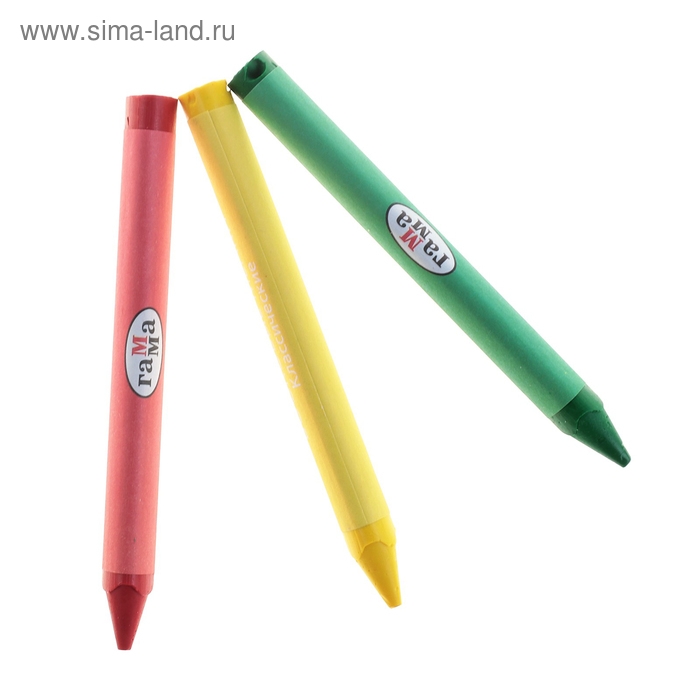 Мелки восковые 6 цветов, Мелки восковые 6 цветов, "Гамма" "Классические", треугольные, европодвес