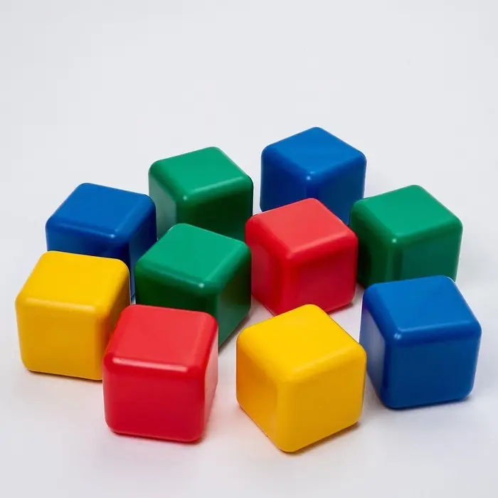 Кубики детские, пластиковые, цветные, 10 штук, 12&times;12 см