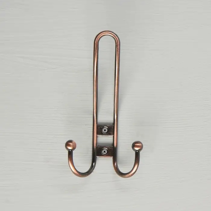 Крючок мебельный ТУНДРА TKT002, трехрожковый, медь