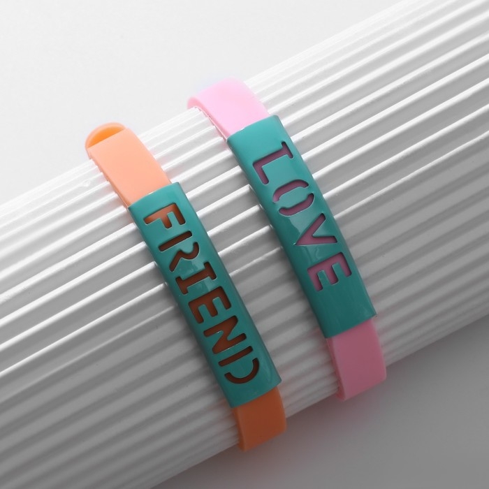 Браслеты парные «Неразлучники» силиконовые, love+friend, цвет МИКС, 20 размер