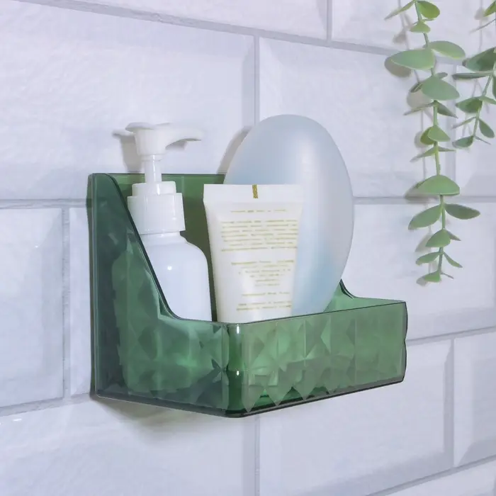 Органайзер для хранения &laquo;GREEN&raquo;, навесной, 1 секция, с клеевой основой, 11.8&times;7.8&times;9 см, полупрозрачный, зелёный