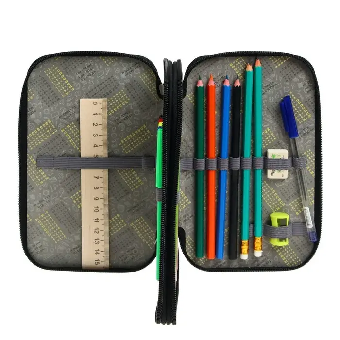 Пенал 2 секции, 125 х 205 мм, с наполнением 23 предмета, Calligrata Пенал 2 секции, 125 х 205 мм, с наполнением 23 предмета, Calligrata "Авто" ламинированный картон, 30П26/2/set