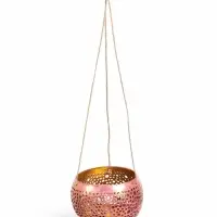 Подсвечник подвесной из кокоса, 14&times;14&times;10 см, тёмно золотисто-розовый