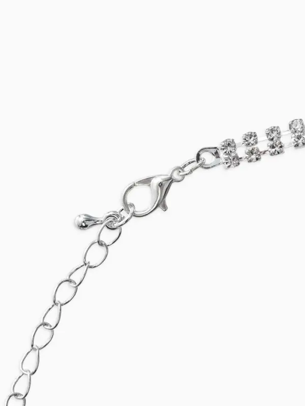 Набор 2 предмета: серьги, колье со стразами &laquo;Лёд&raquo;, d=13.5 см, белый в серебре