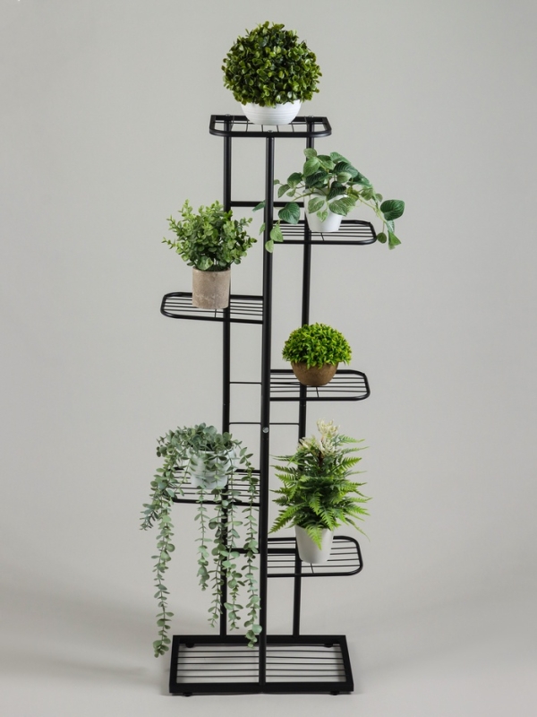 Подставка для цветов Greengo, 7 полок, 43 × 22 × 126 см, напольная, металл, чёрная Подставка для цветов Greengo, 7 полок, 43 × 22 × 126 см, напольная, металл, чёрная