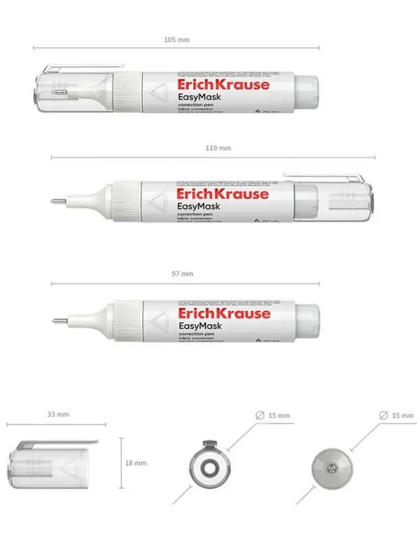 Ручка-корректор 4 мл, ErichKrause Standard, с металлическим наконечником