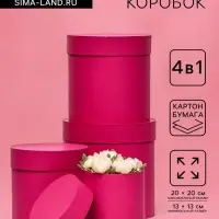 Набор шляпных подарочных коробок 4 в 1 &laquo;Малина&raquo;, 20&times;20 ‒13&times;13 см
