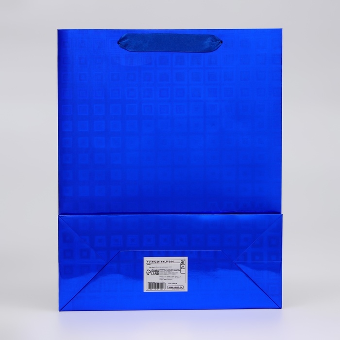 Пакет подарочный, фольгированный, упаковка, с окном,  Пакет подарочный, фольгированный, упаковка, с окном, "Синий", M 32 х 25,5 х 11 см