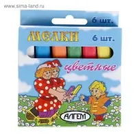 Мелки цветные &laquo;АЛГЕМ&raquo;, в наборе 6 штук, квадратные