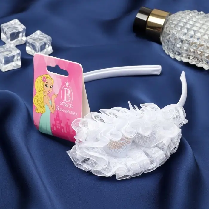 Ободок для волос «Малышка», сердца пышность, 0.9 см, белый Ободок для волос «Малышка», сердца пышность, 0.9 см, белый