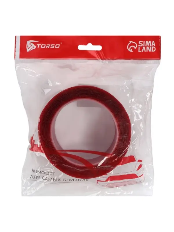 Клейкая лента TORSO, прозрачная, двусторонняя, акриловая, 50 мм &times; 5 м