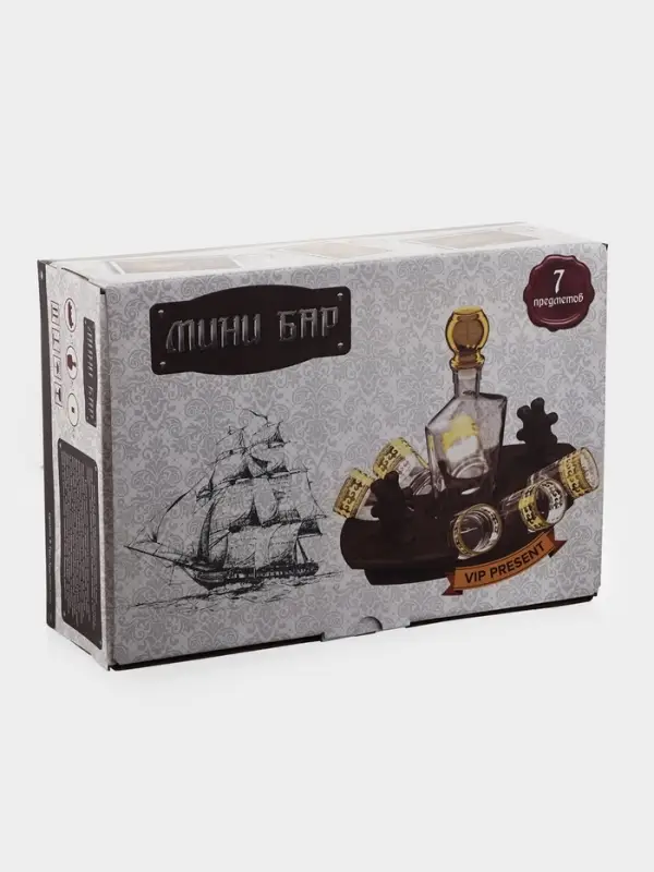 Мини-бар &laquo;Фрегат. Скандинавия&raquo;, 8 предметов: барная стойка, графин, стопки 6 шт., 500/50 мл