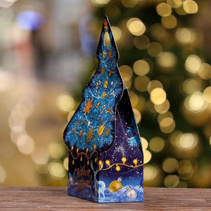 Подарочная коробка Подарочная коробка "Ёлка "Синий иней", 15,7 х 9,5 х 22,5 см