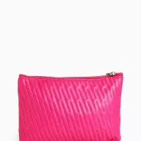 Косметичка на молнии плоская, с подкладкой, маленькая, с принтом, малиновая