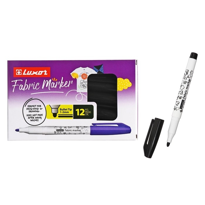 Маркер для ткани 1-2 мм Luxor Маркер для ткани 1-2 мм Luxor "Fabric", пулевидный, черный